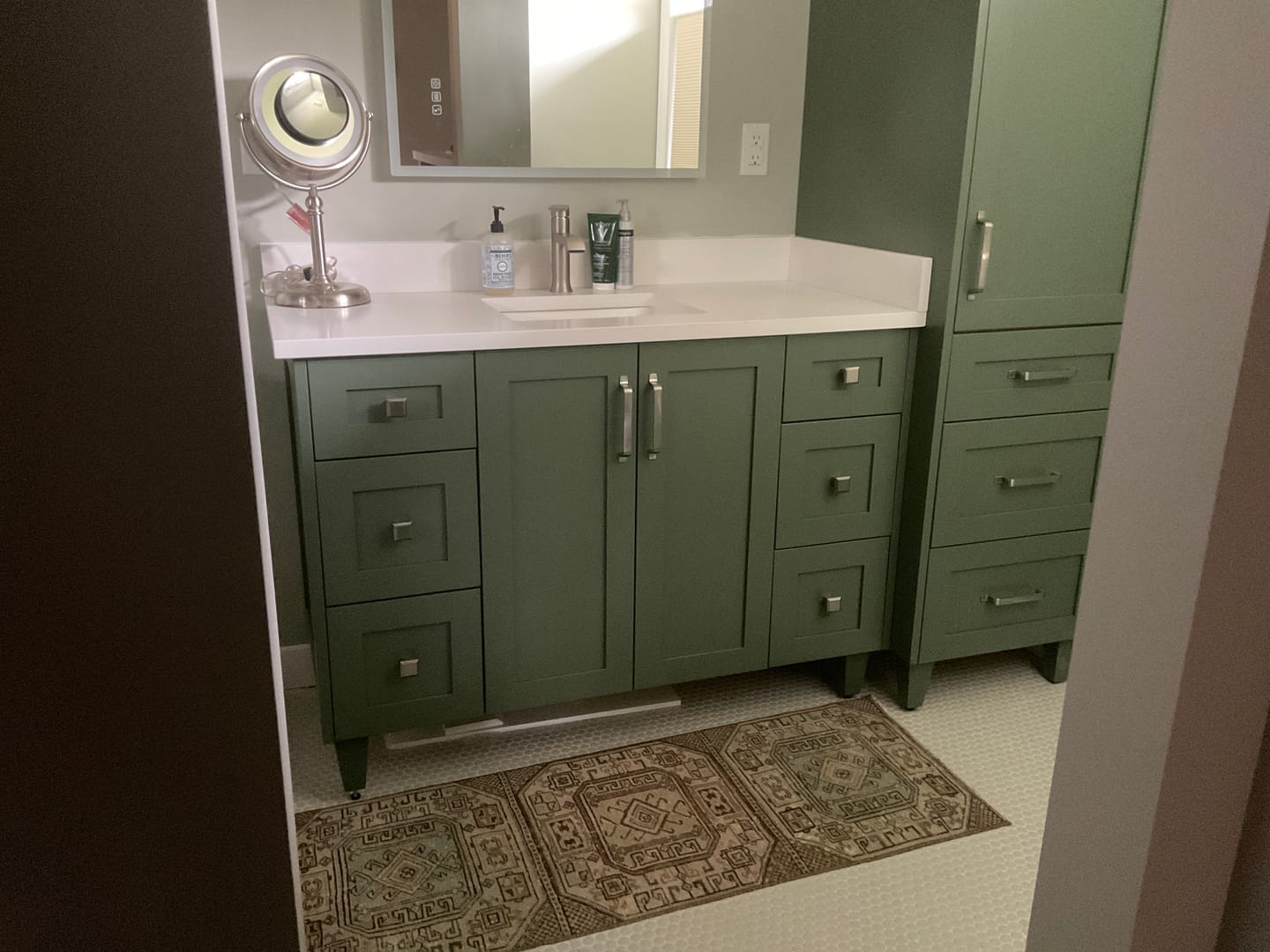 Customer photo review of Bridgeport 48" Sage Green Bathroom Vanity