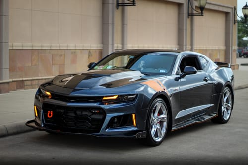 Customer photo review of 2019-2025 Chevy Camaro ZL1 Front Bumper Conversion 9pcs Full Kit Flat BLK for Non-RS Headlights