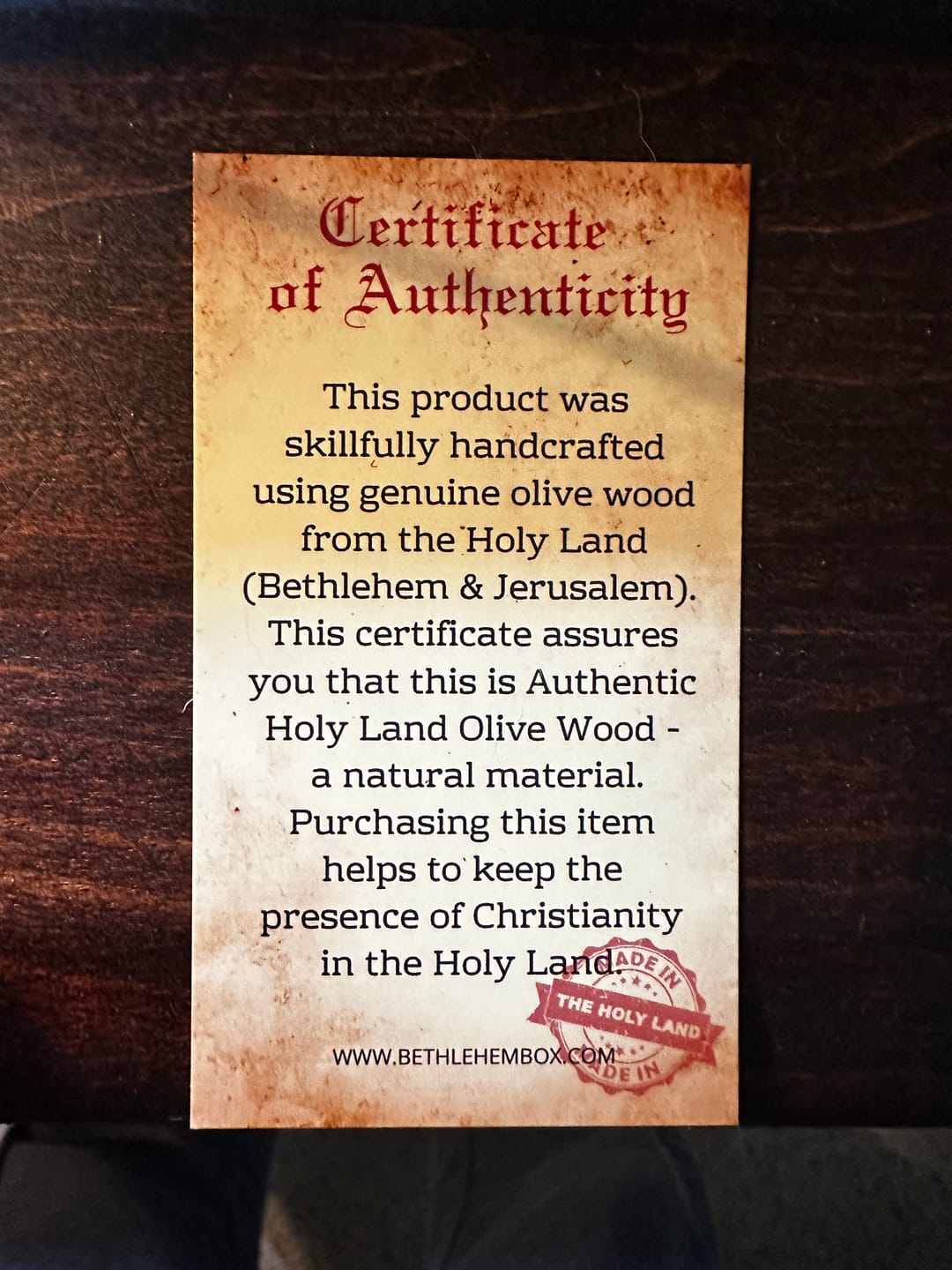 Customer photo review of Lord's Prayer and Last Supper Wall Hanging – Crafted in the Holy Land