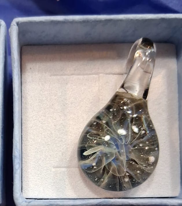 Customer photo review of Ghost Pendant with Infused Cremation Ashes