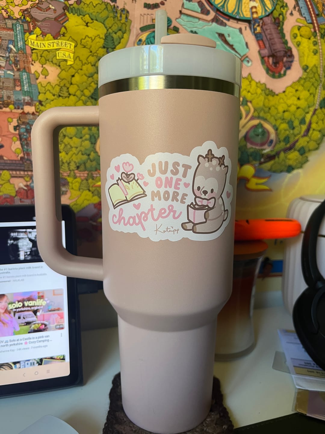 Customer photo review of Cinnamon the Chubby Reindeer Sticker | Just One More Chapter | Kawaii Bookish Vinyl for Book Lovers & Cozy Reading Nooks