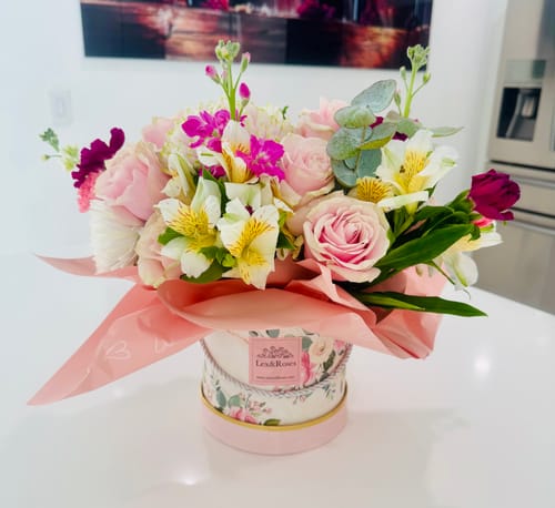 Customer photo review of Lexi Pink Box Boquet - Mother's Day