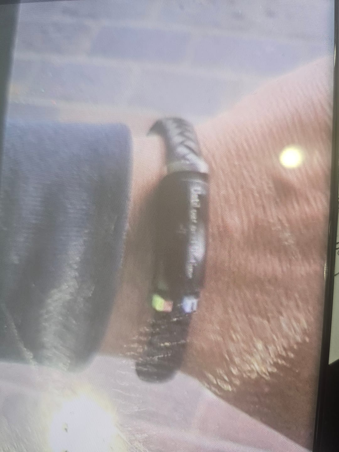 Customer photo review of Personalised Leather Bracelet with Black Bar