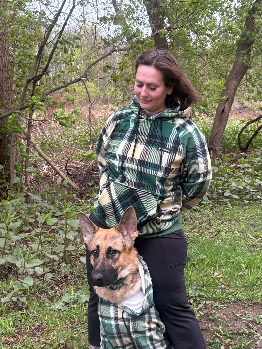 Customer photo review of Green Plaid Human Hoodie