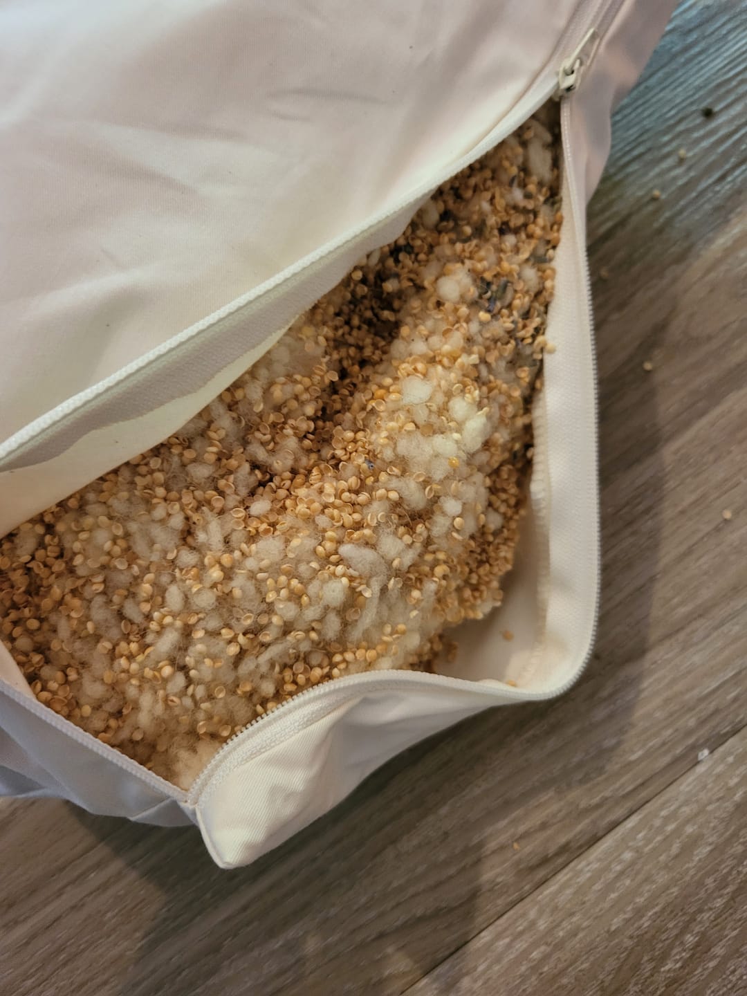 Customer photo review of Schafschurwoll-Hirse-Kissen mit Lavendel