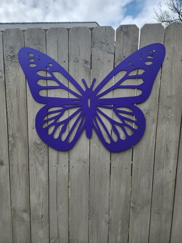 Customer photo review of Metal Butterfly Wall Sign | Metal Butterfly Wall Plaque | Butterfly Wall Art | 15 Color Options