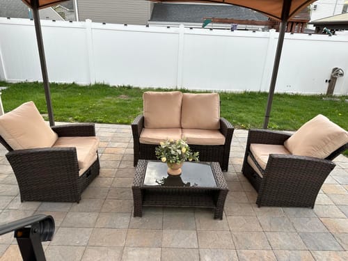 Customer photo review of Homrest 6 Pcs Patio Furniture Set with Ottoman and Storage Table, Khaki