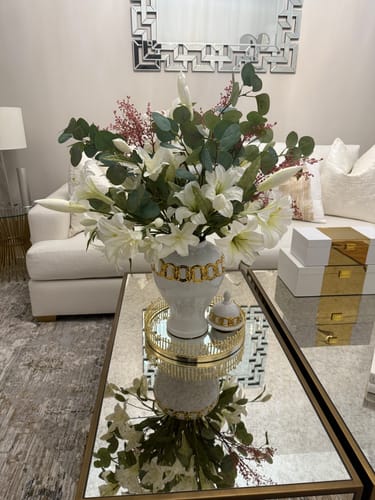 Customer photo review of Faux Arrangement - White Lily & Eucalyptus