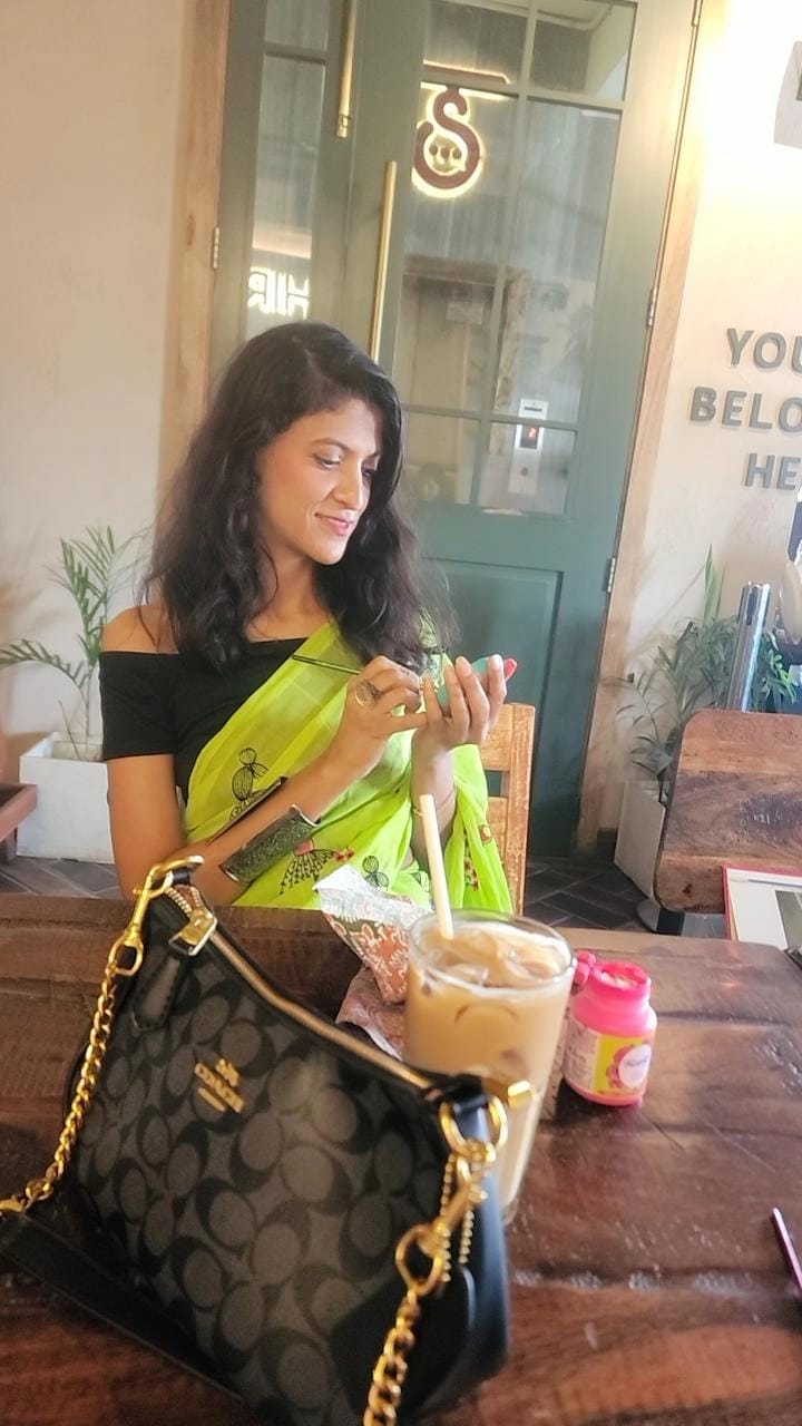 Customer photo review of Green Embroidery Mulmul Cotton Saree