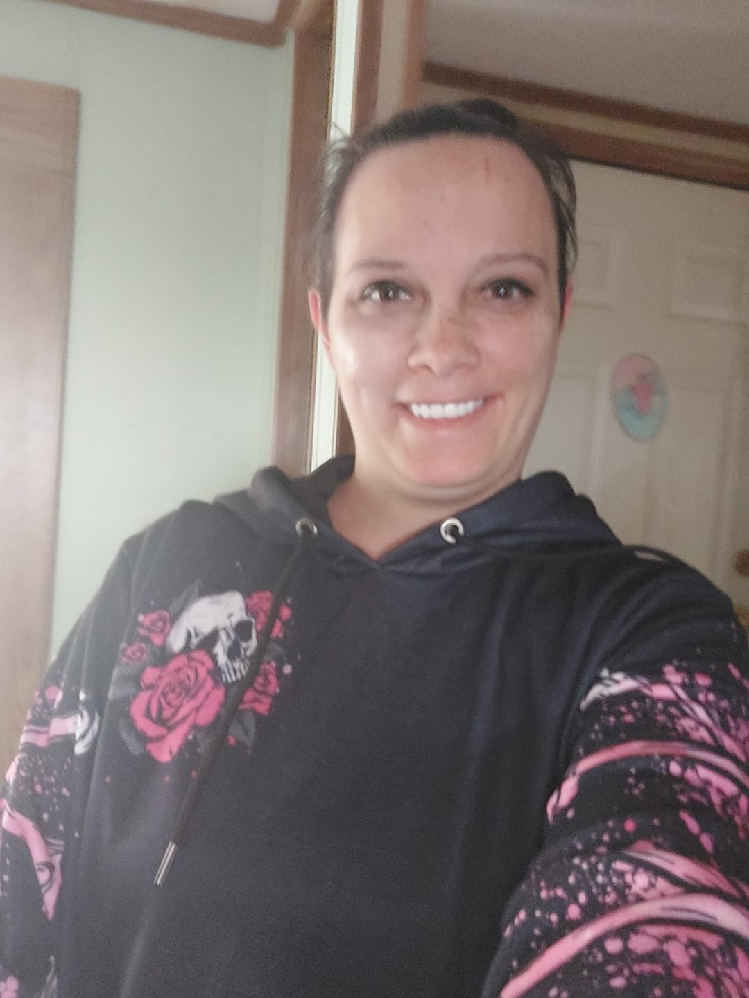 Customer photo review of I'M A B DON'T TRY ME ROSE SKULL ALL OVER PRINT - YHHG1703232