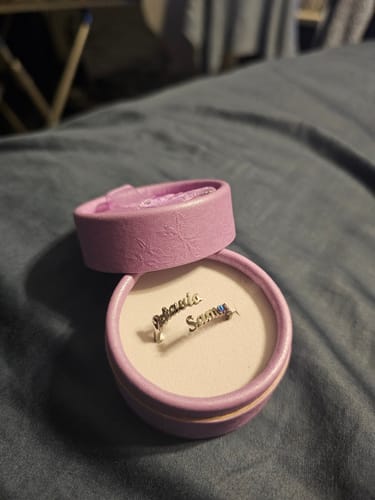 Customer photo review of Personalized Double Name Ring
