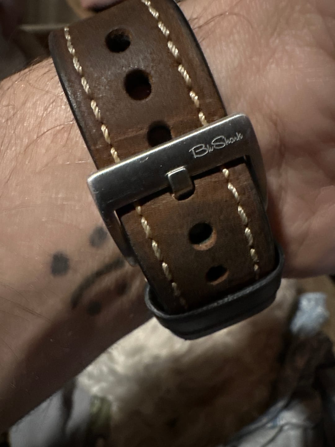 Customer photo review of Apple Band - Leather Border Stitch - Saddle Brown