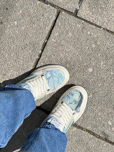 Customer photo review of Van Gogh Starry Night inspired sneakers