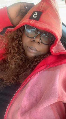 Customer photo review of "ILY" THUG RED ZIP UP
