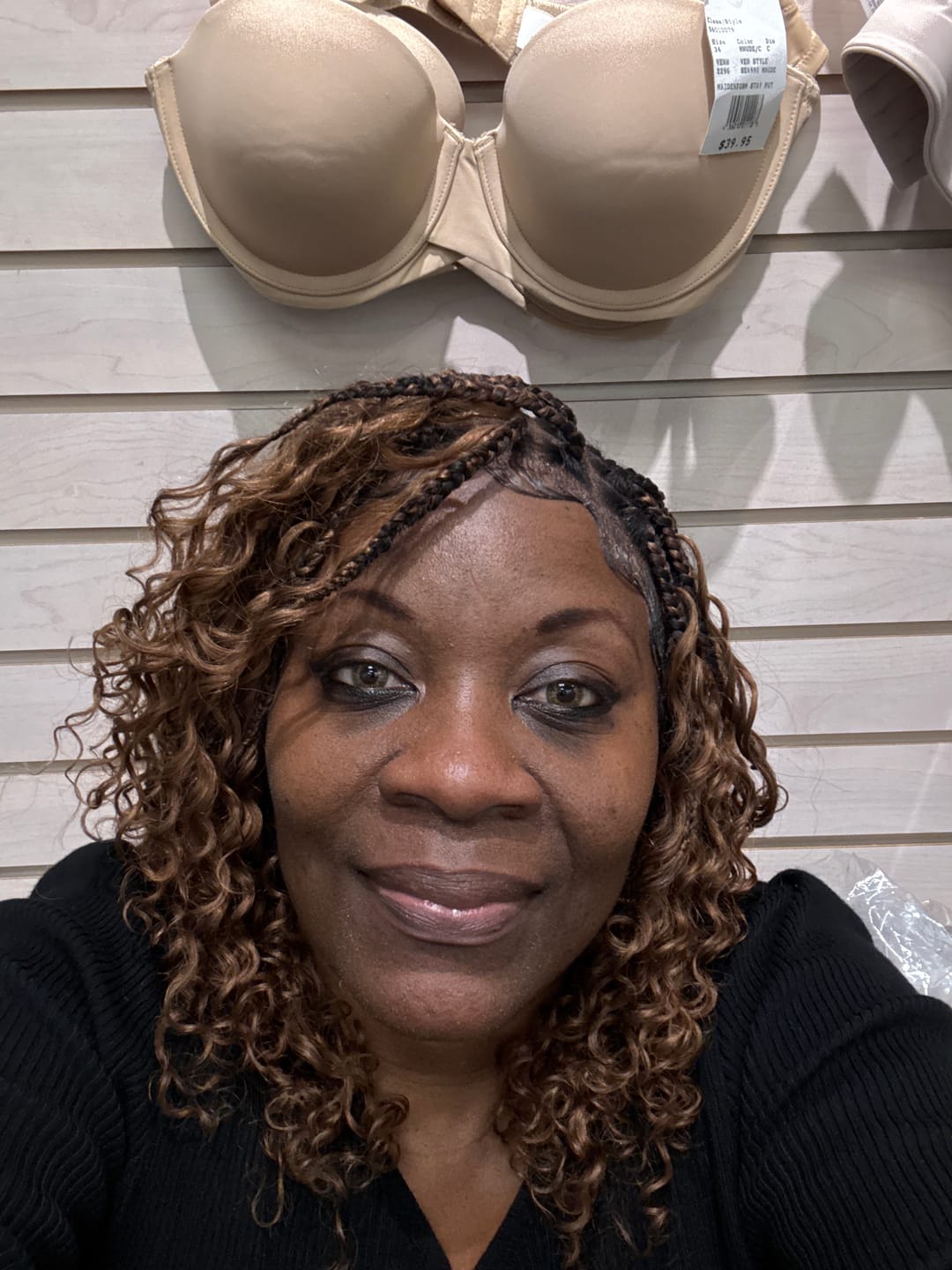Customer photo review of Kiki - 16" Pre Bleached Swiss HD Lace Human Hair Curls Full Lace Knotless Boho Box Braided Wig