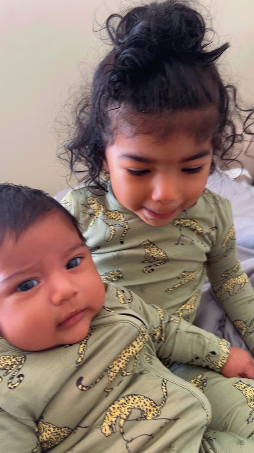 Customer photo review of Sage & Spots Leopard Bamboo Convertible Footie