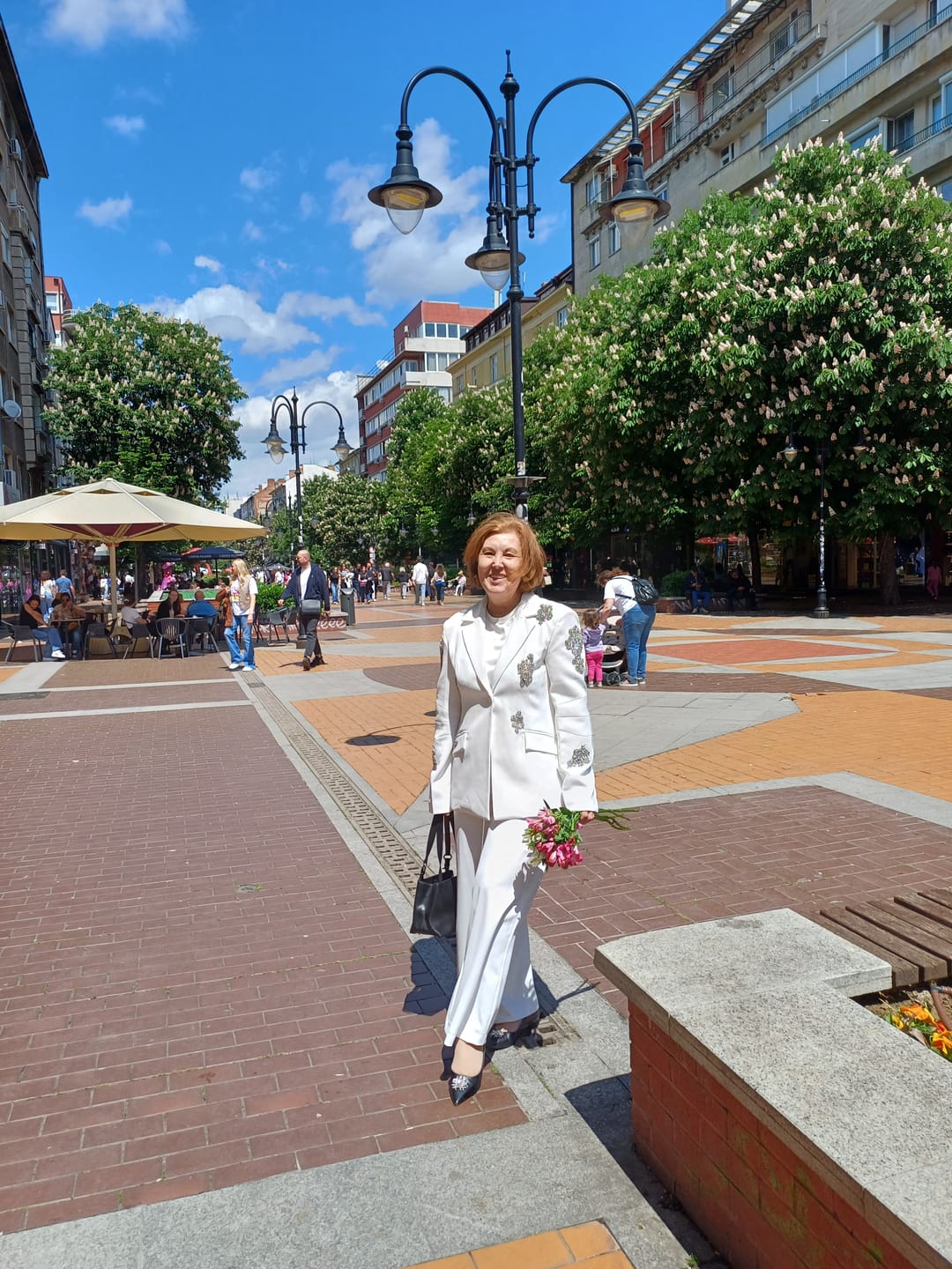 Customer photo review of Refined Floral Embellished Pantsuit - White