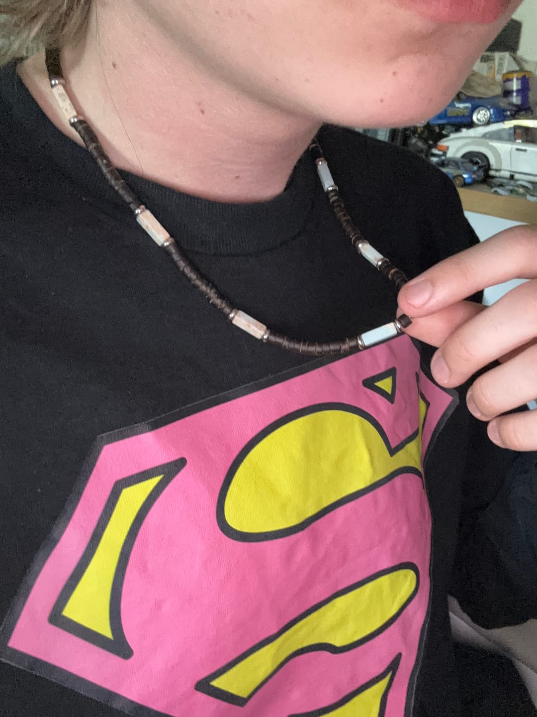 Customer photo review of Olivenorma Brown Coconut Wood Beads Natural Stone Beads Necklace