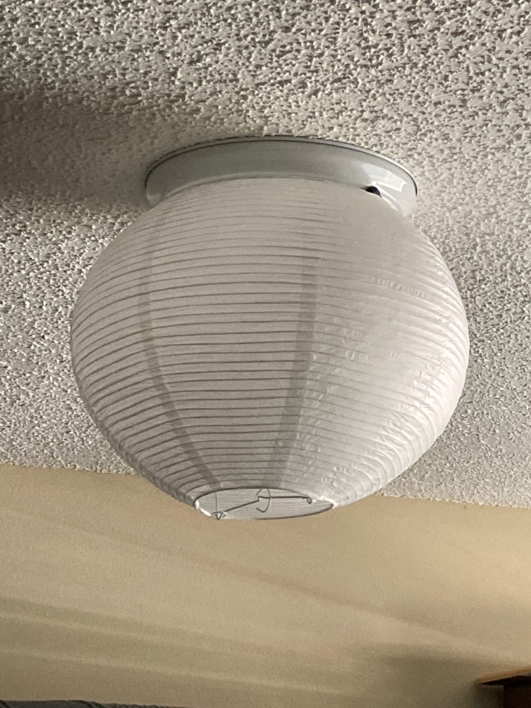 Customer photo review of Spherical Dome Shaped Premium Fine Line Paper Lantern Lampshade, White (16"W x 12"H)