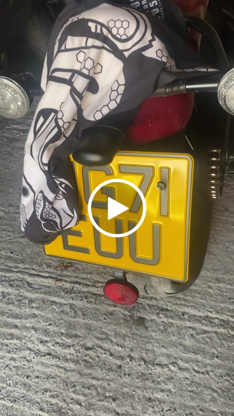 Customer video review of Metal Pressed Motorcycle Number Plate – 9 x 7 Inches