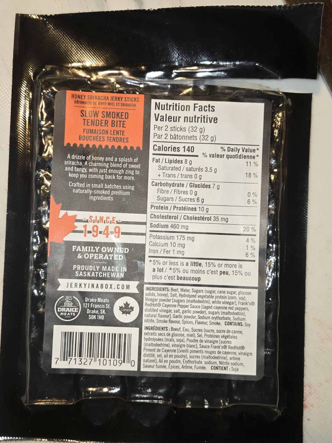 Customer photo review of Honey Sriracha Jerky Sticks 80g