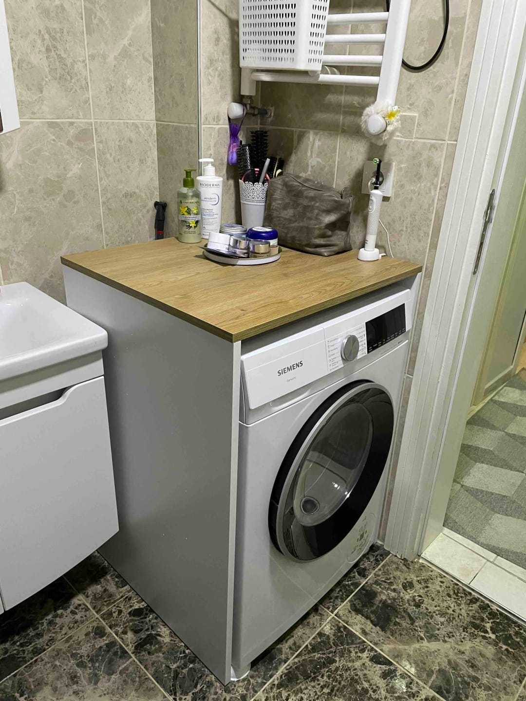 Customer photo review of Rani KD103 Çamaşır - Kurutma Makinesi Dolabı Kapaksız Beyaz - Sepet Ceviz