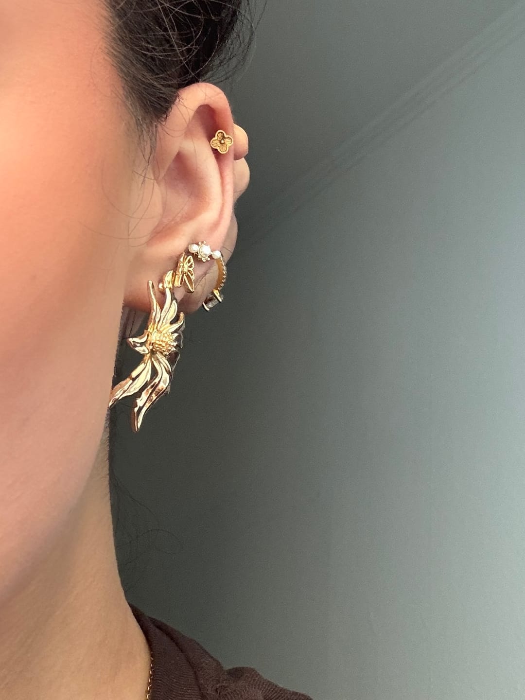 Customer photo review of Shine Clover Piercing | 18K vergoldet