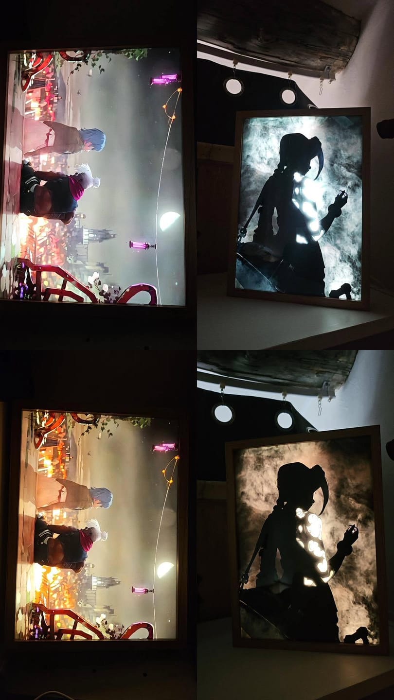 Customer photo review of Arcane Jinx & Ekko Parallel Timeline Anime LED Light Painting Box Photo Frame Wall Art