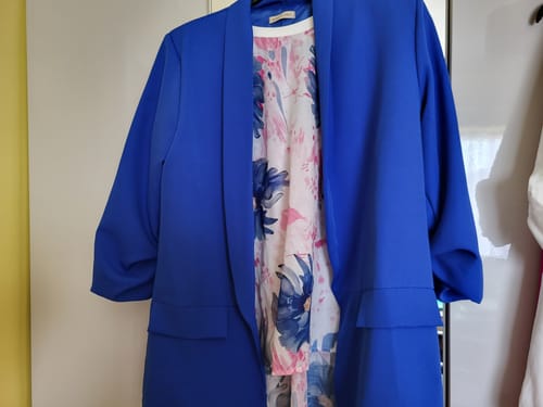 Customer photo review of Winifred Navy Flower Blouse