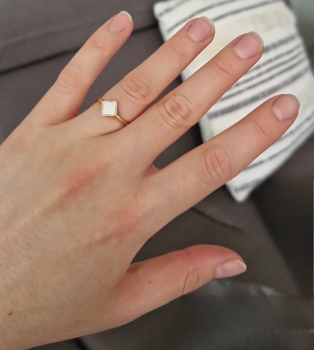 Customer photo review of Flora Gold White Ring