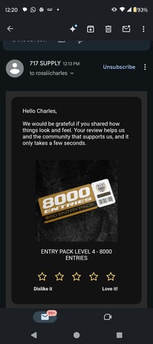 Customer photo review of ENTRY PACK LEVEL 4 - 8000 ENTRIES