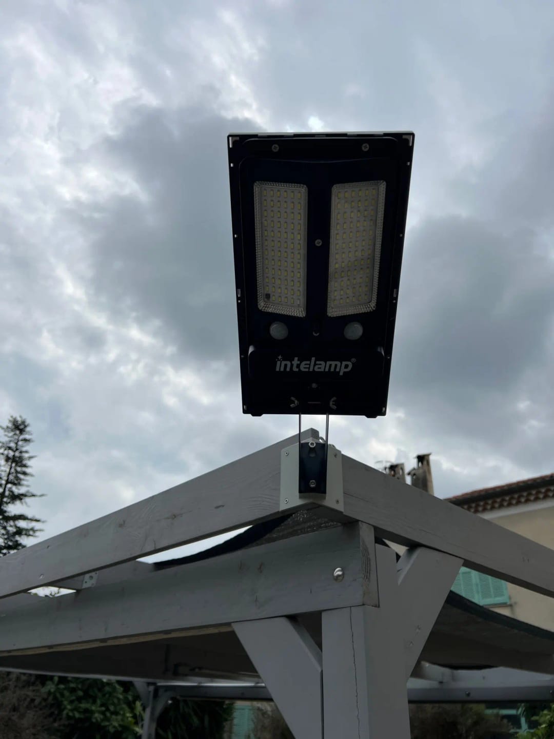 Customer photo review of ABS Solar Light Outdoor Motion Sensor Flood Light — Matte Black | KIMLUD
