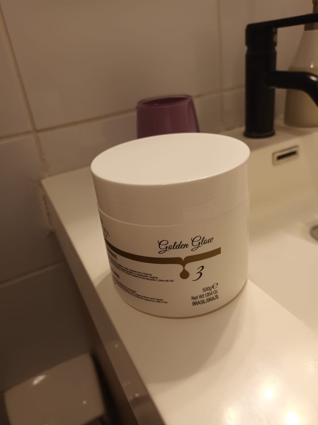 Customer photo review of Máscara Hidratante Golden Glow 500 g