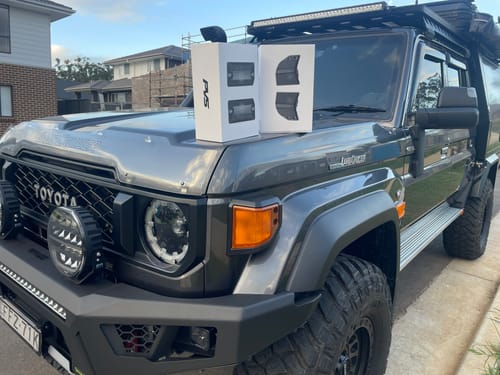Customer photo review of Smoked LED Turn Signal Side Marker + Front Corner Indicator Combo to suit Toyota LandCruiser 70 Series (09/2022+)