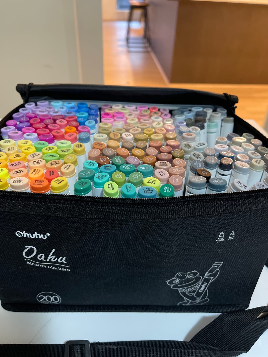 Customer photo review of Ohuhu Oahu 200 Colors Dual Tips Alcohol Art Markers, Fine & Chisel