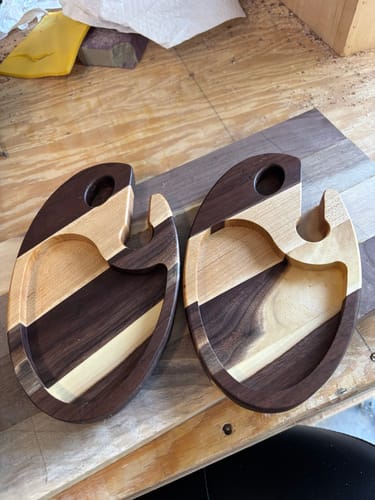 Customer photo review of 8.7x5.25" Wine Glass & Appetizer Tray Acrylic Router Template