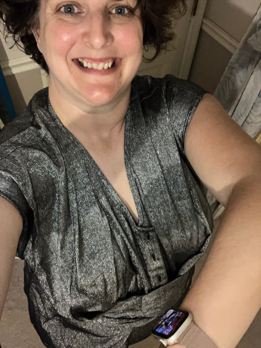 Customer photo review of VENUS WRAP JUMPER | ONYX METALLIC