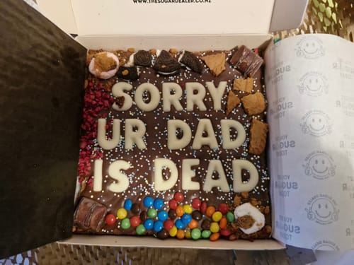 Customer photo review of Custom message loaded brownie