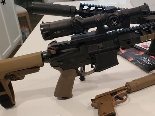 Customer photo review of AR 15 Tan/Gold Ambi Charging Handle AR15 Butterfly Raptor