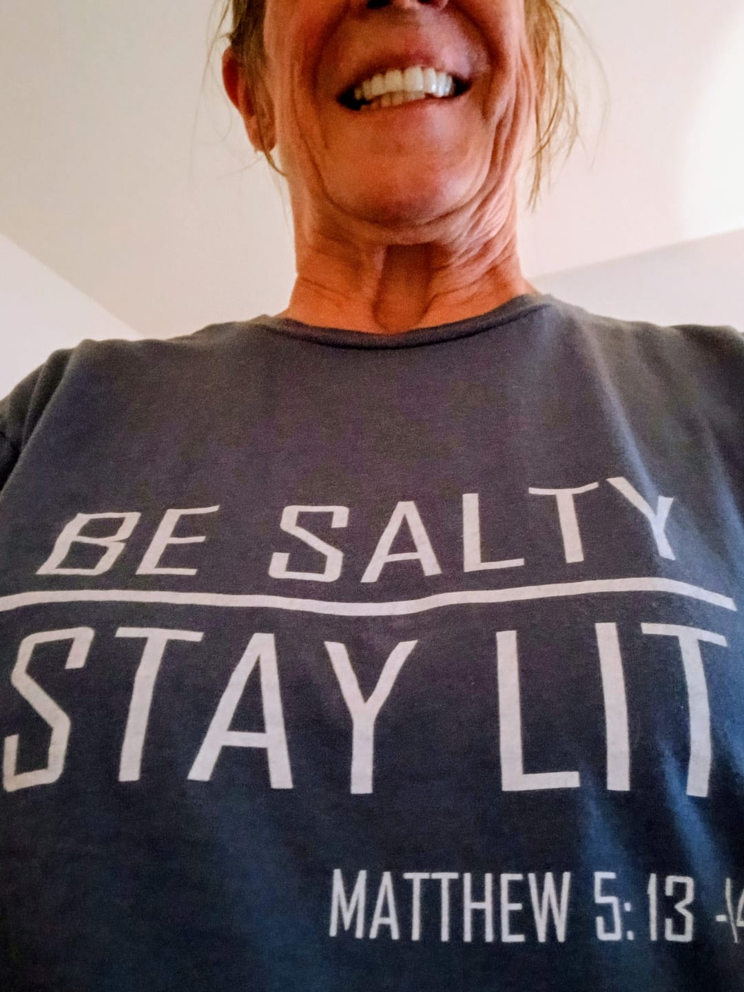 Customer photo review of Be Salty - Stay Lit - Matthew 5:13-15 Christian 100% Cotton Tee - Unisex