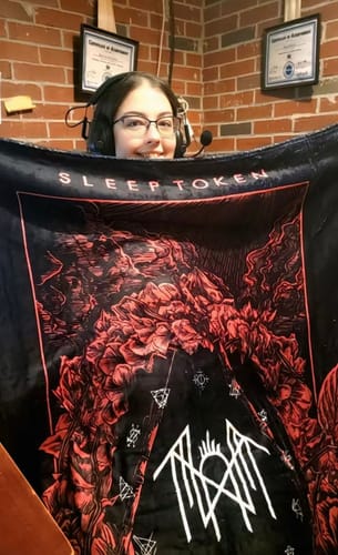Customer photo review of Soft WarmThrow Blanket, Sleep Token Pattern Flannel Blanket