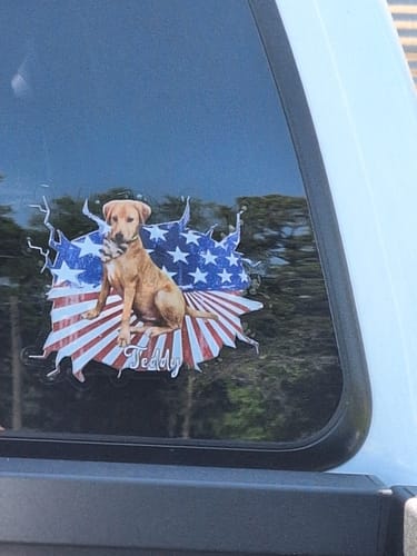Customer photo review of Personalized Pet lover Flag pattern crack Decal