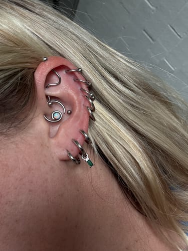 Customer photo review of My Huggies Hoop Earrings