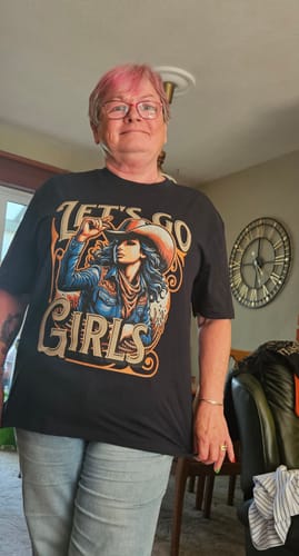 Customer photo review of Let’s Go Girls! Funny Cowgirl T-Shirt