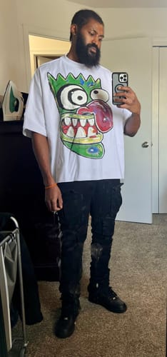 Customer photo review of Billionaire Studios Hypno Eggplant White Tee