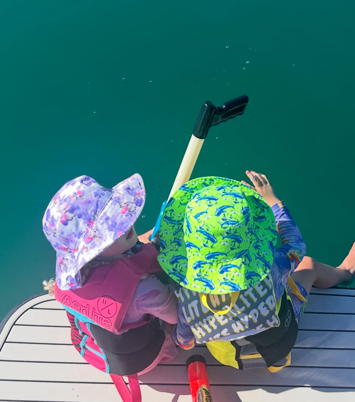 Customer photo review of PREORDER Fluro Green Sharks Beach Hat (Ships w/c 5th May)