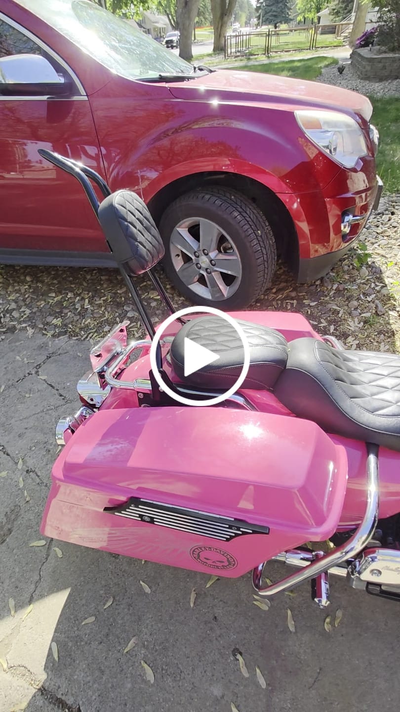 Customer video review of Viking Iron Born Diamond Stitch Leather Short Motorcycle Sissy Bar Pad for Harley Davidson