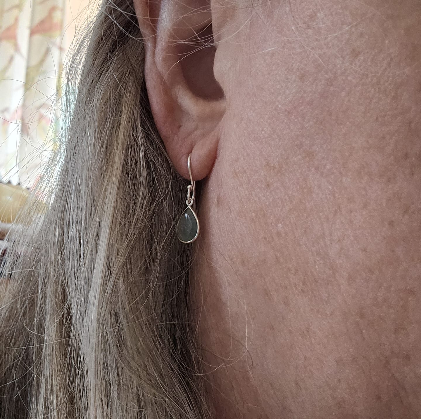 Customer photo review of Aquamarine Teardrop Earrings Sterling Silver