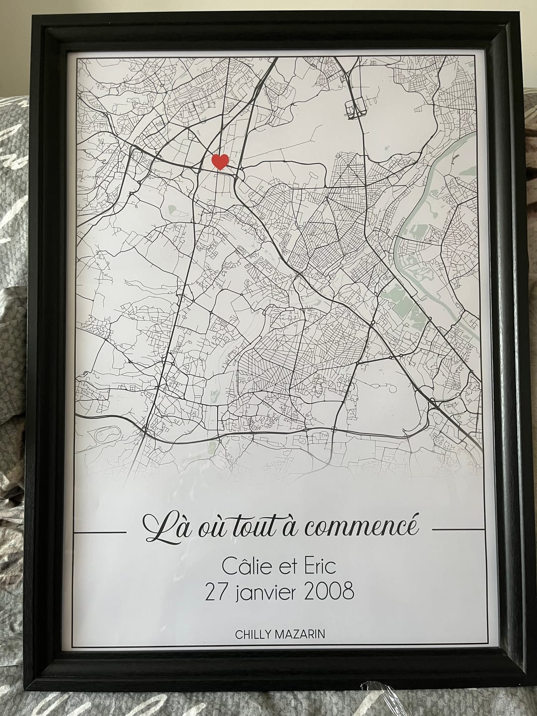 Customer photo review of Affiche Personnalisée Couple La où tout a commencé – Amour & Lieu De Rencontre