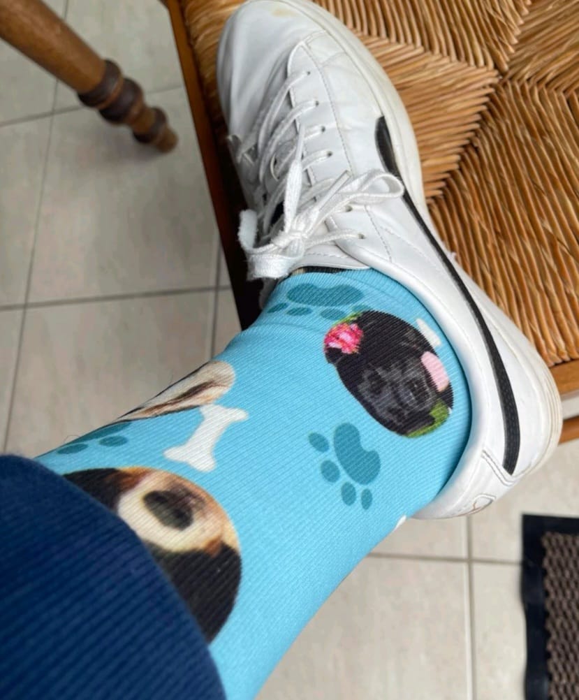 Customer photo review of FaceSock | Custom Dog Socks With Photo